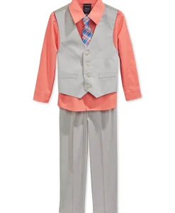 Little Boys' 4-Piece Textured Vest Set
