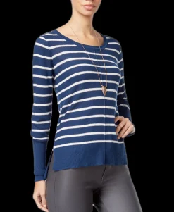 Teen Braided-Back Striped Sweater (Young Women's Fit)