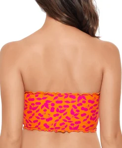 Teen Cherry On Top Printed Smocked Bandeau Bikini Top (Young Women's Fit)