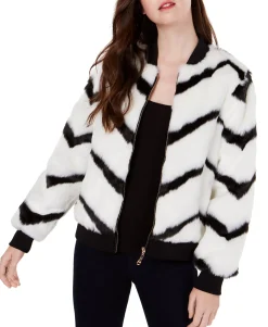 Teen Chevron-Printed Faux-Fur Bomber Jacket (Young Women's Fit)