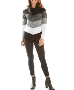 Teen Chevron-Striped Cowlneck Sweater (Young Women's Fit)