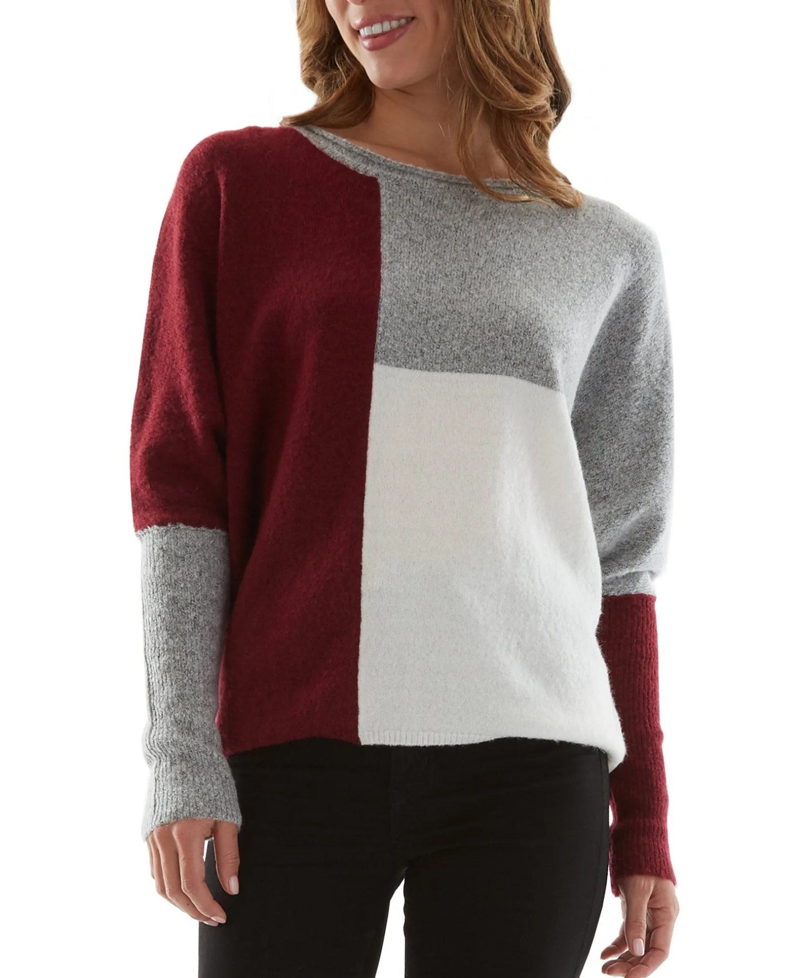 Teen Colorblocked Dolman-Sleeve Sweater (Young Women's Fit)