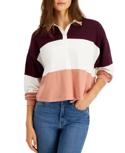 Teen Colorblocked Rugby Henley Top (Young Women's Fit)