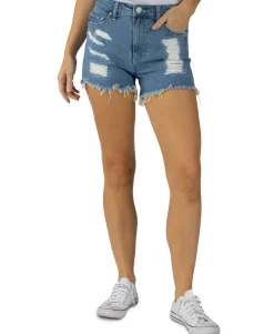 Teen Curvy Frayed-Hem Denim Shorts (Young Women's Fit)