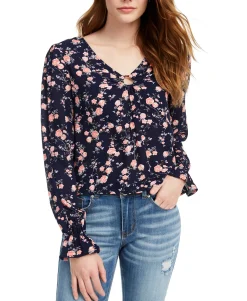 Teen Floral-Printed O-Ring Top (Young Women's Fit)