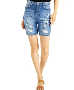 Teen Frayed Distressed Bermuda Shorts (Young Women's Fit)