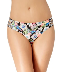 Teen Hibiscus Punch Strappy Hipster Bikini Bottoms (Young Women's Fit)