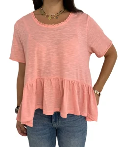 Teen Lace-Trim Flounce-Hem Top (Young Women's Fit)