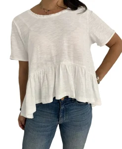 Teen Lace-Trim Flounce-Hem Top (Young Women's Fit)