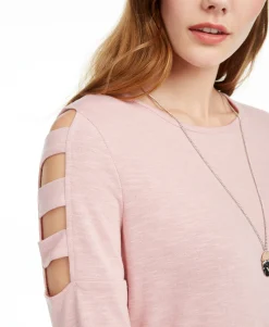 Teen Lattice-Sleeve Top (Young Women's Fit)