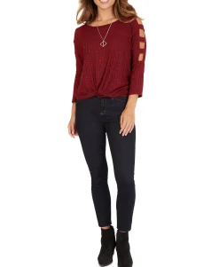 Teen Lattice-Sleeve Top (Young Women's Fit)