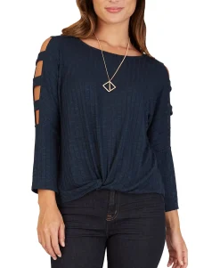 Teen Lattice-Sleeve Top (Young Women's Fit)