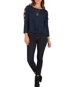 Teen Lattice-Sleeve Top (Young Women's Fit)