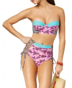 Teen Leaf Breeze Printed Strappy High-Waist Bikini Bottoms (Young Women's Fit)