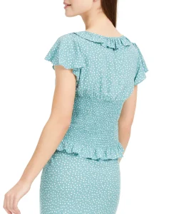 Teen Mini Dot Peasant Top (Young Women's Fit)