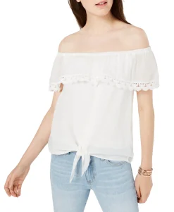 Teen Off-The-Shoulder Gauze Top (Young Women's Fit)