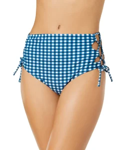 Teen Picnic Gingham Printed High-Waist Lace-Up Bikini Bottoms (Young Women's Fit)