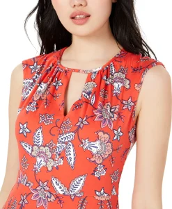 Teen Printed Keyhole A-Line Dress (Young Women's Fit)
