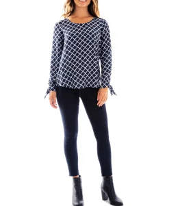 Teen Printed Tie-Sleeve Top (Young Women's Fit)