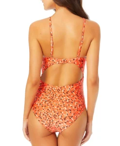 Teen Printed V-Neck One-Piece Swimsuit (Young Women's Fit)