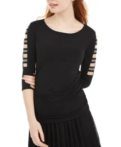 Teen Rhinestone-Embellished Ladder-Trim Top (Young Women's Fit)