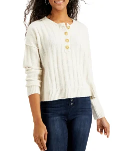 Teen Ribbed Henley Sweater (Young Women's Fit)