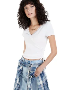 Teen Ribbed Lace-Trim Top (Young Women's Fit)