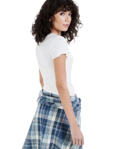 Teen Ribbed Lace-Trim Top (Young Women's Fit)