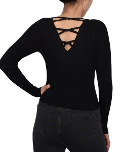 Teen Rib-Knit Strappy-Back Sweater (Young Women's Fit)