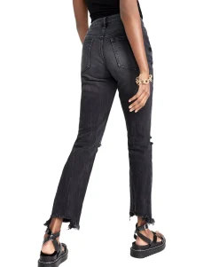 Teen Ripped Frayed-Hem Straight Jeans (Young Women's Fit)