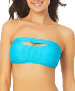 Teen Solid Textured Peek-A-Boo Bikini Top (Young Women's Fit)