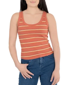 Teen Striped Rib-Knit Tank Top (Young Women's Fit)