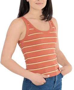Teen Striped Rib-Knit Tank Top (Young Women's Fit)