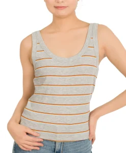 Teen Striped Rib-Knit Tank Top (Young Women's Fit)