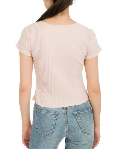 Teen Textured Button-Front Top (Young Women's Fit)