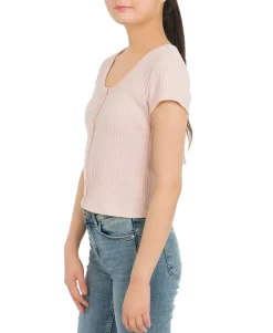 Teen Textured Button-Front Top (Young Women's Fit)
