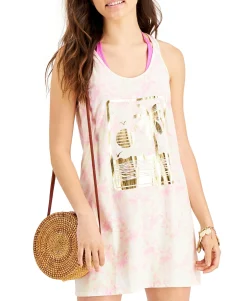 Teen Tie-Dyed Graphic-Print Cotton Cover-Up Dress (Young Women's Fit)