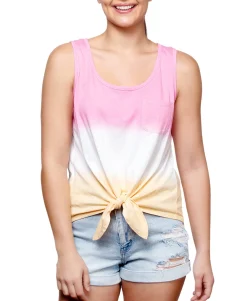 Teen Tie-Dyed Tie-Front Tank Top (Young Women's Fit)