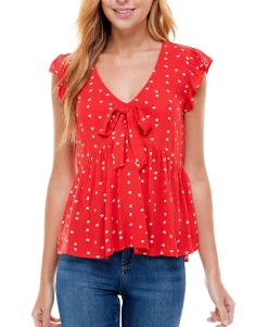 Teen Tie-Front Babydoll Top (Young Women's Fit)