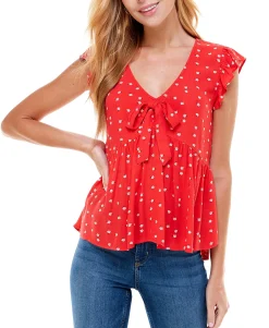 Teen Tie-Front Babydoll Top (Young Women's Fit)