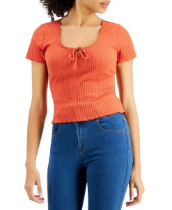 Teen Tie-Front Keyhole T-Shirt (Young Women's Fit)