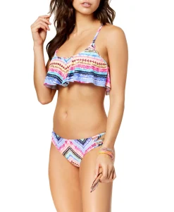 Teen Under the Sun Strappy-Back Flounced Bikini Top (Young Women's Fit)