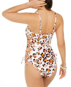 Teen Wild About You Printed Side-Lace One-Piece Swimsuit (Young Women's Fit)