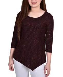 Women's 3/4 Sleeve Iridescent Bar Back Top