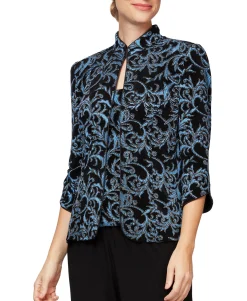 Women's Abstract-Print Mandarin Collar Jacket; Sleeveless Top