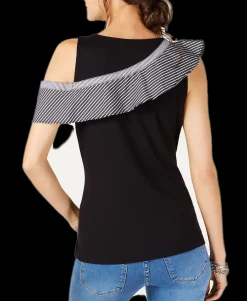 Women's Asymmetrical Ruffle-Detail Top