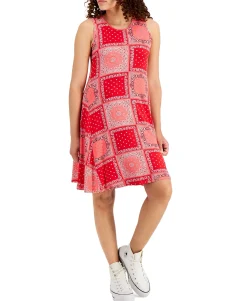 Women's Bandana-Printed Sleeveless Knit Dress