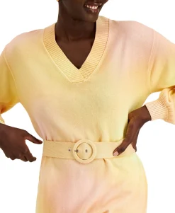 Women's Belted Ombré Sweater