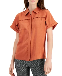 Women's Button-Front Short-Sleeve Top