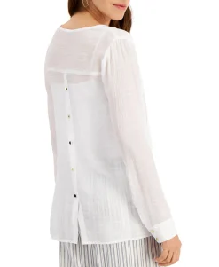 Women's Button-Trimmed Gauze Blouse